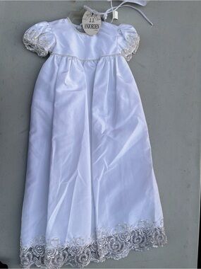Anjorden White Formal Girls Dress with Silver Lace